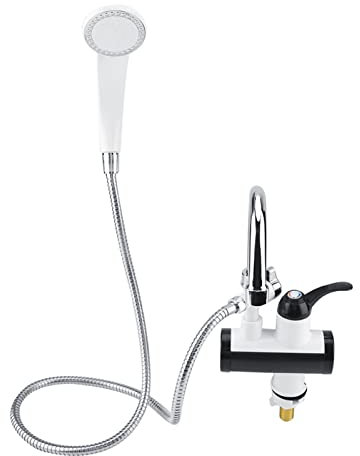 Erogatore di Acqua Calda e Fredda, Erogatore di Acqua Calda e Fredda Riscaldatore Rubinetto di Riscaldamento Display della Temperatura Soffione Doccia EU (L'acqua entra nel fondo)