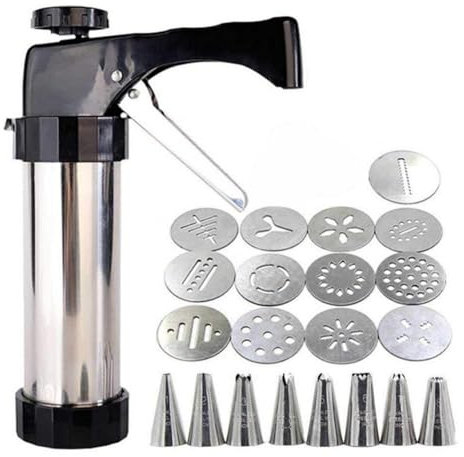 Siringa per Pasticceria in Acciaio Inox Stainless Steel Cake Cookie Press Machine Cake Cream Decorating Nozzles Mold Pastry Syringe Extruder Kitchen Baking Tool Decorazione di Torte
