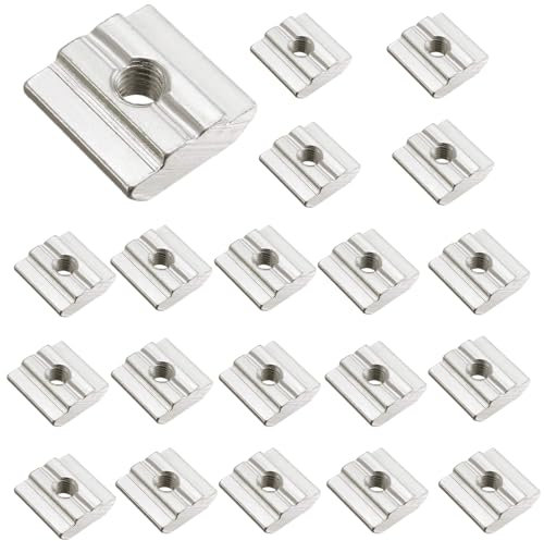 20 Pezzi Dado Scorrevole Con Scanalatura a T, Dadi a T a Testa di Martello,Dadi M8 Serie,Dado con Testa A Martello per Profili di Alluminio, in Acciaio Al Carbonio Nichelato(European Standard EU30-M8)