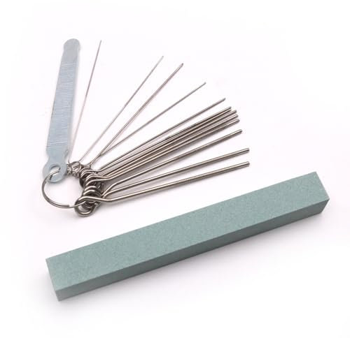 Lima per Sella per Chitarra in Acciaio Inossidabile,Lime Capotasto Chitarra,Lima per Chitarra,13 Taglie di Lime Chitarra Ponte Aghi per Macinazione e 1 Pietra di Molare per Chitarra Ukulele Basso