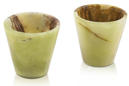 Radicaln Marble Shot Glasses 2 Inch Green Onyx Handmade Whiskey Glasses Set of 2 for Tequila, Whiskey, and Cocktail Drinks, Elegant Drinking Cups & Glasses For Bar Accessories