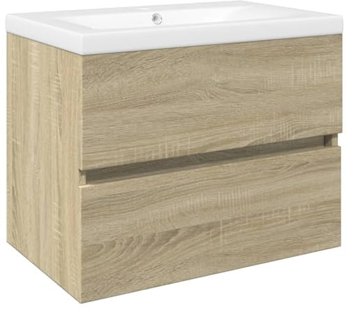 vidaXL Ensemble de Meubles de Bain 2pcs céramique et Bois d'ingénierie, Armoire de Salle de Bain, Meuble de Salle de Bain, Meuble de vestiaire