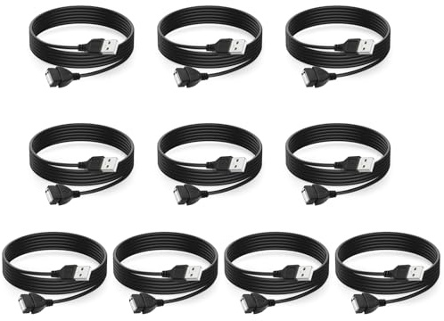 USB Extension Cable 6 ft 10-Pack, Male to Female, USB-A 2.0 Extender Cord Multipack