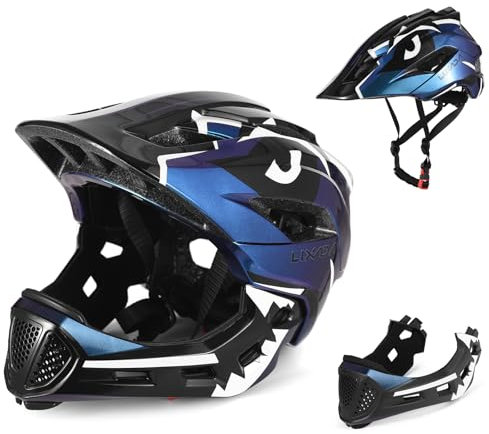 Lixada Kinderhelm, Kinder Fahrradhelm, Integrierter Helm mit Abnehmbarem Kinnschutz Kindersport Schutzhelm zum Radfahren Skateboarden Rollschuhlaufen
