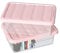 Ysmiltion 14 L Plastic Storage Boxes with Lids, Pink Stackable Under Bed Boxes for Home, Office, Bedroom Organization, 2 Packs
