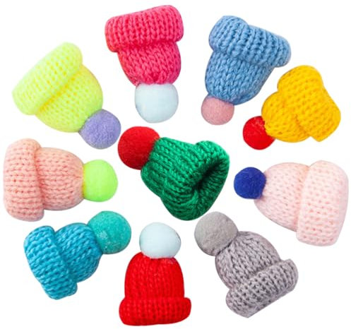 JOINPAYA 10 Stück Mini Strickmützen Weihnachtsmützen: Mini mini Santa Hats Hüte Strickmützen Weihnachtsmannmützen Weihnachtspuppen-Bastelmützen Ornamente Hüte Für Die Kunstdekoration