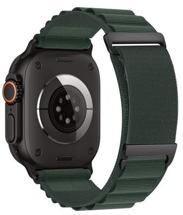 Alpine Loop Bracelet de montre en nylon compatible avec Apple Watch Ultra 2/Ultra 49 mm, 46 mm, 45 mm, 44 mm, 42 mm, 41 mm, 40 mm, 38 mm, iWatch Ultra SE/SE 2 séries 10 9 8 7 6 5 4 3 2 1 (Vert foncé,