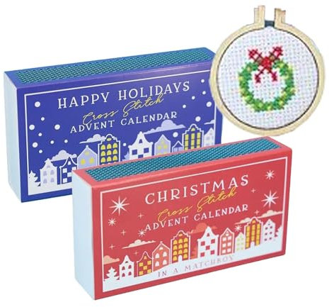 Weihnachten Kreuzstich Adventskalender, Stickerei Adventskalender, 2024 Weihnachts-Stickpackung, Weihnachtszeit Kreuzstichmuster, 2 Pieces