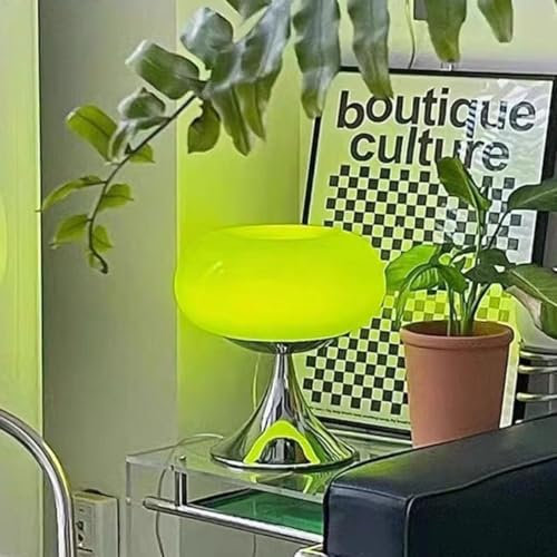 AoLa Pilz Tischlampe LED Mushroom Lampe Glas Tischleuchte mit Kabel 3000K/4000K/6000K Schreibtischlampe Nachttischlampe Moderne Deko Pilz Lampe Nordic Macaron Grün Nachtlicht für Bars Schlafzimmer