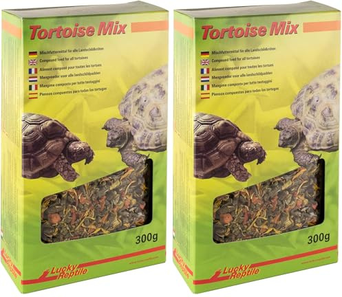 Lucky Reptile Mix Tortoise 150g Riche en Fibres brutes - granulés d'herbes de Prairie avec Morceaux de Carottes & Fleurs de Calendula - pour Toutes Les Tortues & Reptiles herbivores (Lot de 2)