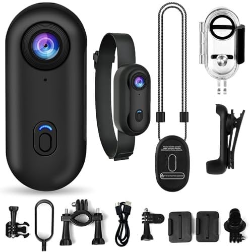 Gosnap Camera, Nexo25 Camera - Motiontrail Cameras, 4K Thumb Action Cameras, Wearable Action Body Cam, 170° Wide Angle Mini Body Cam with Audio and Video Recording for Cycling, Pet (Black, 1080P)