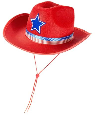 VTIDOBE Trendiger Vliesstoff-Hut mit fünfzackigem Stern, ideal für Festivalbesucher und Unabhängigkeitstage, rot, Einheitsgröße