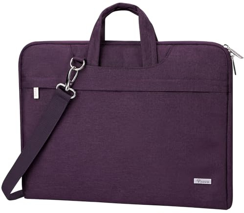 Voova Laptop Bag Case 15.6 Inch Compatible with MacBook Pro 15/16, MacBook Air 15, 15-16” HP Acer Lenovo Dell Asus, Waterproof Computer Sleeve Cover with Shoulder Straps & Handle for Women，Dark Purple
