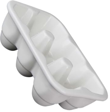 NUOBESTY Support à Œufs Plateau de Présentation pour Œufs 6 Compartiments Blanc en Céramique Rainures Coniques, Design Classique et Compact pour Réfrigérateur