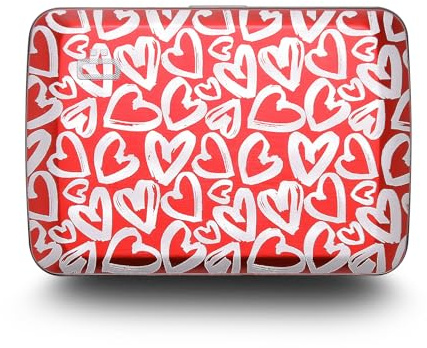ÖGON -DESIGNS- Porte-Cartes en Aluminium avec Fermoir en métal, Protection RFID Contre la fraude et la démagnétisation, Portefeuille Compact, modèle Smart Case Oslo (Gravure Love Tag)