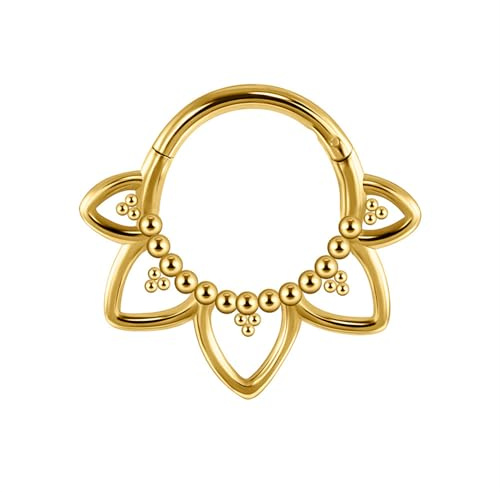 DIPZO 16G Septum-Piercing-Schmuck, 8 mm Edelstahl-Septumring, Daith-Clicker-Ohrringe für Helix-Knorpel, Damen & Herren
