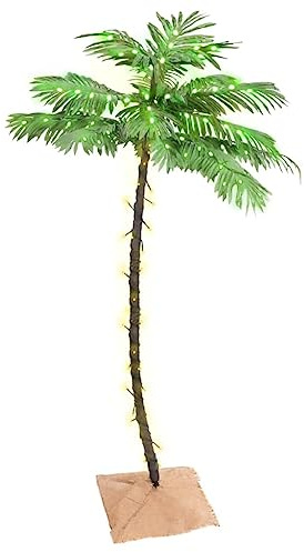 Palmier Artificiel LED Blanc Chaud, 88 LED, 150 Cm, Branches Réglables, 8 Effets Lumineux, Socle en Toile De Jute, Décoration Noël, Intérieur Extérieur