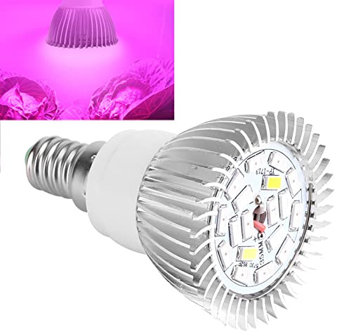 YUYTE 18 W LED-Wachstumslampe, Vollspektrum-Pflanzenlicht mit 18 LEDs 11 Rot, 4 Blau, 1 Warmweiß, 1 Weiß, 1 IR, E27 E14 GU10-Fassung für Zimmerpflanzen, Hydrokultur-Gartengewächshaus (E14)