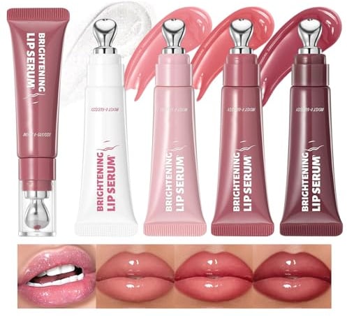Bekoeen 4Pcs Tinted Lip Gloss Set, Hydrating Lip Plumper High Shine Glass Finish Lip Jam, Long-Lasting Liquid Lipstick, Moisturizing Jelly Lipstick, Lip Gloss for Women