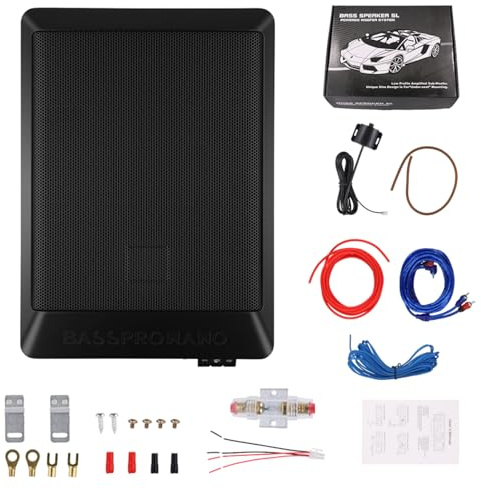 Realdio Subwoofer Attivo Sottosedile 600W, Ultrapiatto e Compatto | Amplificatore Integrato, Design Salvaspazio per Berline e Camion, Bassi Profondi durante Musica, Guida Quotidiana e Viaggi