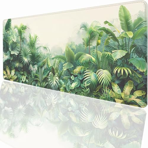 Tapis de Souris de Jeu, 900x400x3mm XXL Tapis Souris Gaming Grand, Antidérapant Étanche, Extended Long Clavier Mouse Pad, Accessoire Bureau, pour Gamer, Ordinateur, PC Plante PjY13410 N-U