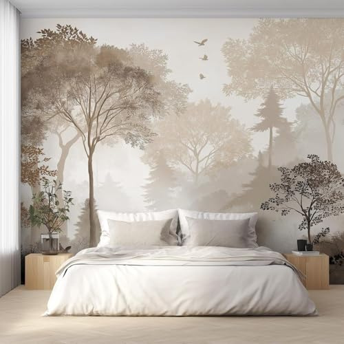 XLMING Rétro Créatif Tridimensionnel Forêt Oiseaux En Vol 3D Papier Peint Premium Texturé Soie Bureau Salle à Manger Salon Chambre Coucher Canapé TV Mur-300cm×210cm