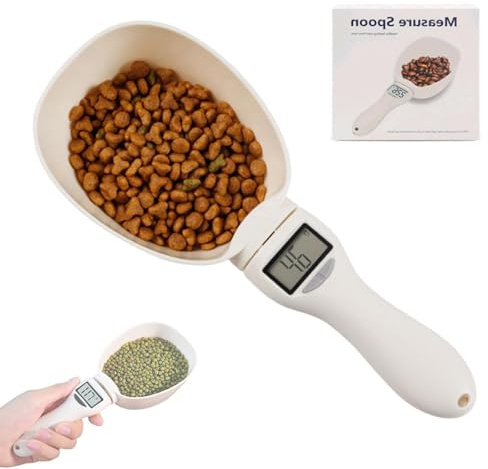 Digital Measuring Spoon Scale, Dog Food Measuring Cup, Dog Food Scoop with LCD Screen Display, 5 Measurement Units (g/ml/Cup/fl.oz/oz), Electronic Weighing Spoon for Cooking Baking Pet Food (1pcs)