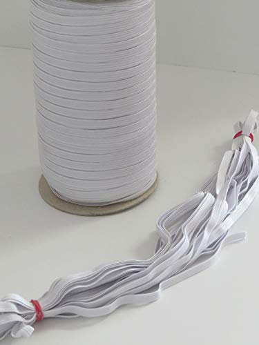 10 Meter Gummilitze - Gummiband Bandbreite 7 mm Bandfarbe weiß