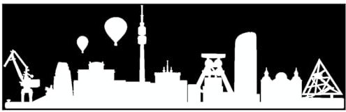 Skyline4u Aufkleber Ruhrgebiet mit Sehenswürdigkeiten 40 x 12,1cm weiß
