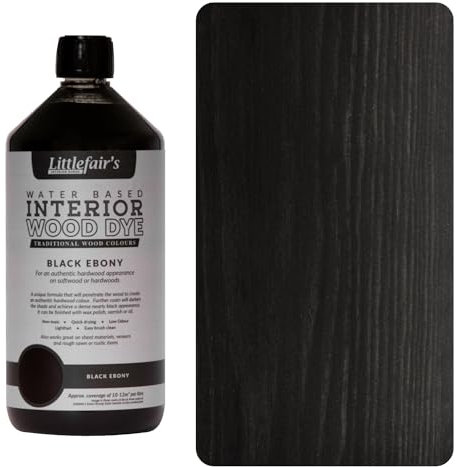 Littlefair's Holzlasur 1ltr - Holzlasur Innen - Holz Lasur Für Natürliche Holzmaserung - Wasserbasierte Wood Stain - Schnell Trocknend & Umweltfreundlich - Farbe: Schwarzes Ebenholz