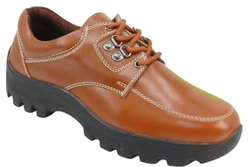 Chums Men's Leather Wide Fit Walking Shoes, Lace Up, Cushioned Insole & Grip Sole for Supportive Everyday Comfort Tan 10 UK