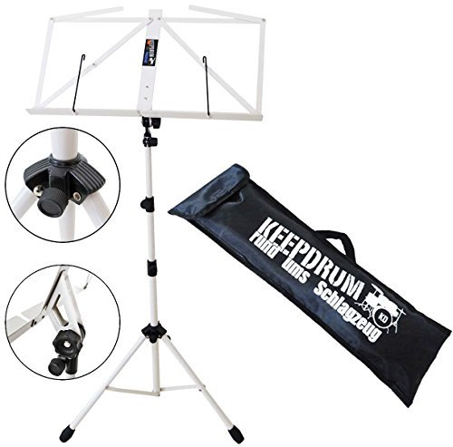 Keepdrum MUS3 WH Notenstaender Notenpult Weiss + Tasche Bag