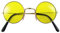 Lennon Brille | 60er 70er Jahre Party Kostüm Zubehör Nickelbrille (Gelb)