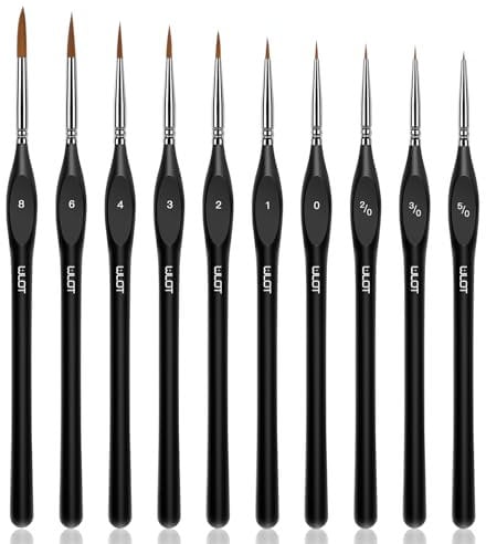 Fine Detail Brushes with Triangular Handles,10 Miniature Brush for Fine Detailing & Art Painting,Acrylic&Nail, Models,Watercolour, Miniatures,Oil, Wargaming figures.(golden maple series)