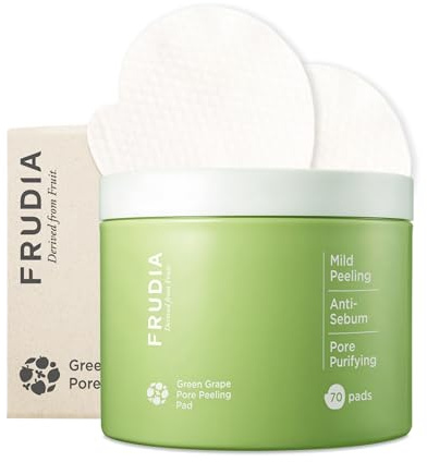 FRUDIA. Green Grape Pore Control Exfoliating Pads. Green Grape Extract with Vitamin E.