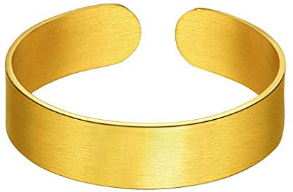 Suplight 18k Vergoldet Knöchel Ring offener Ring für Männer Frauen 5mm breit matte verstellbar Bandring Verlobungsring Ehering Partnerring Geschenk für Valentinstag