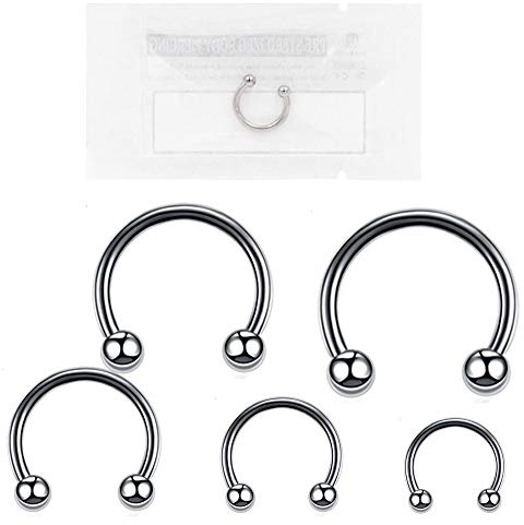 Warrior Piercing Hufeisen Circular Barbell Septum Nase Tragus Helix Steriler Knorpel Titan G23 Einzelstück Größe 16G (1,2 mm) Einzelstück PTYM-01 / PTYM-002