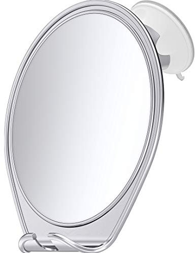 HONEYBULL Rasierspiegel für die Dusche ohne Beschlagen - mit Saugnapf, Rasierhalter & Drehfunktion, Kompakter Duschspiegel für das Badezimmer, Ideal zum Rasieren und Schminken, Chrom