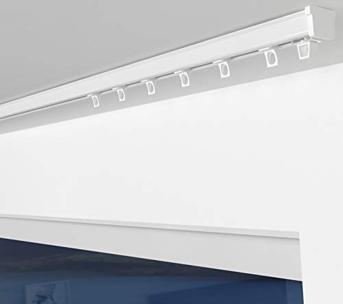 ALOHA Gardinenschiene ITU / 1-läufig / 120cm / mit Ösengleiter/Weiß | Vorhangschienen aus Aluminium, Deckenbefestigung