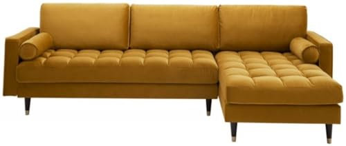 Casa Padrino Samt Ecksofa 260 x 155 x H. 85 cm Wohnzimmer Sofa mit Kissen - Wohnzimmer Möbel, Farbe:Giallo Senape