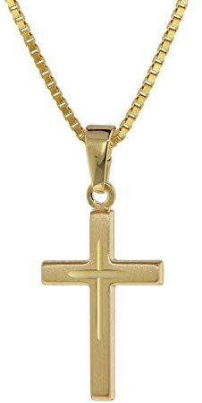 trendor Kreuz-Anhänger Gold 333 8 Kt. + Goldplattierte Silber-Halskette 75274-45 45 cm