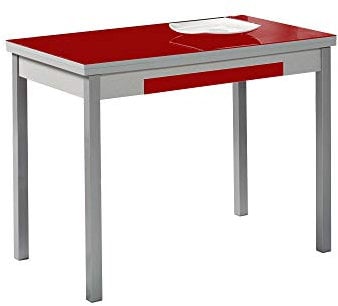 ASTIMESA Mesa de Cocina con Alas de Cristal Rojo 90x50cm