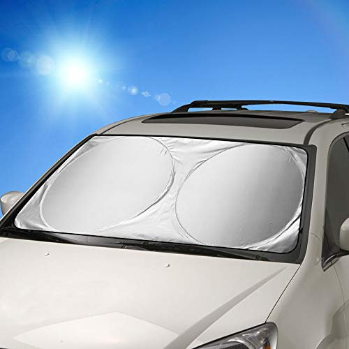 FRECOO Coche Sol Sombra, Parasol para Parabrisa de Parabrisas Plegable Sombrilla Protector Resistir a los Rayos UV del Sol Apto a la Mayoría de Coches y SUV 160 * 86CM
