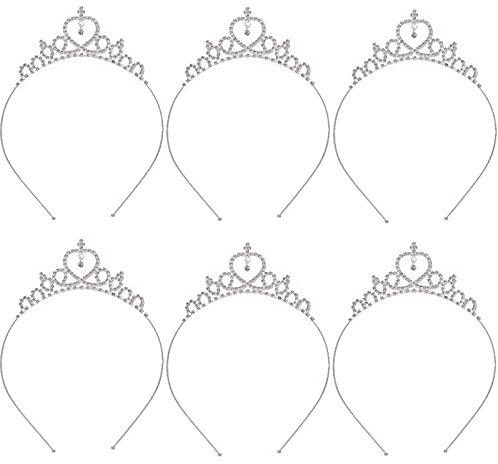 Krone Prinzessin Mädchen, 6 Stück Madchen Strass Krone, Prinzessin Tiara Krone, Herzform Mädchen Kristall Tiara Strass Hochzeit Krone Braut Stirnband für Geburtstag, Hochzeit, Party