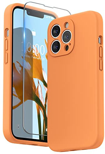 SURPHY Liquid Silicone Case for iPhone 13 Pro Case, Individual Protection for Each Lens Shockproof Rubber Full Body Thickened Design for iPhone 13 Pro 6.1 inch 2021, Marigold Orange