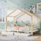 BTM Kids Toddler Beds with Storage Underneath - 3FT Single Bed with Solid Pine Wood House Tree Canopy for Girls and Boys