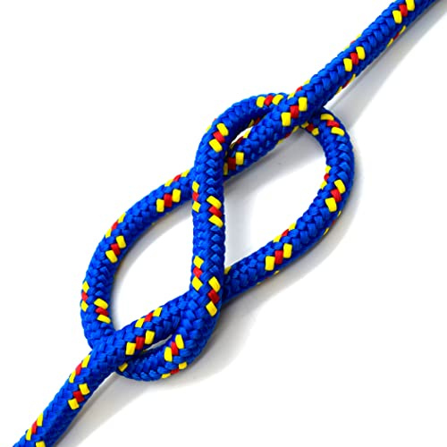 Blue & Yellow Polypropylene Rope, Solid Braided Poly Rope Cord Twine for Boat Yacht Dock Line Camping Washing Line (6 mm x 20 metres / 65.6 ft)