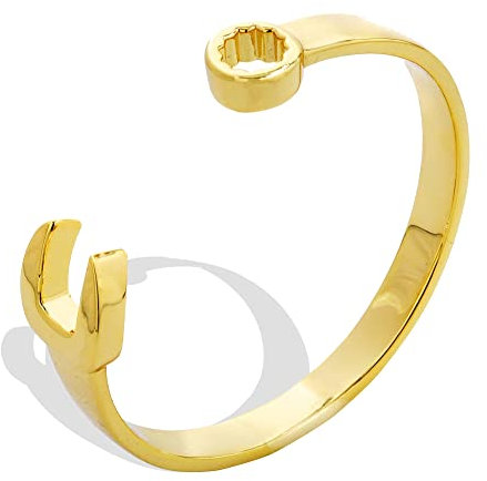 Kids Spanner Wrench Bangle Bracelet, Adjustable 18K Real Gold Plated Jewellery for Kids and Teens (Weight: 16g) - Bling King London