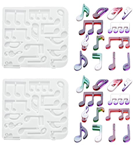 Nifocc 2 Stück Musik Noten Silikonform Musikliebhaber Epoxidharz Form Resin Form Musik Theme Gießformen Ohrring Halskette Anhänger Schmuck Gussformen Casting Form mit Loch für DIY Crafts Basteln