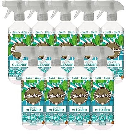 Fabulosa Antibacterial Streak-Free Glass Cleaner Trigger Spray with Lasting Fragrance, Pack of 9, 500ml, Mint Swirl